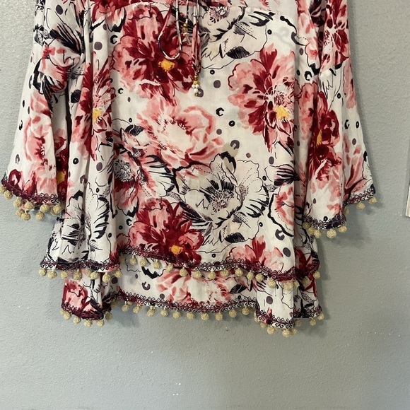 Soft Surroundings Womens Sz Small Floral Print Boho Blouse 3/4 Sleeve - Picture 3 of 10
